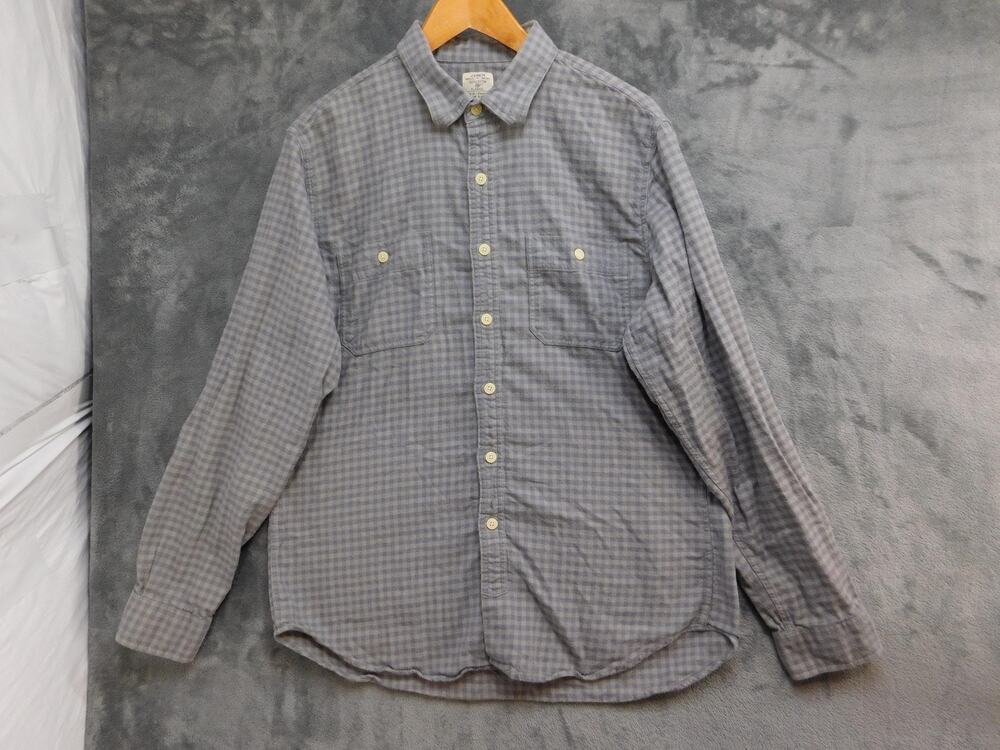 J.CREW Shirt Mens L Green Cotton Flannel Long Sleeve Button Up Regular Fit